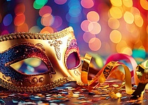 Firefly_Carnival_mask_on_colorful_blur_background__with_party_elements_80850